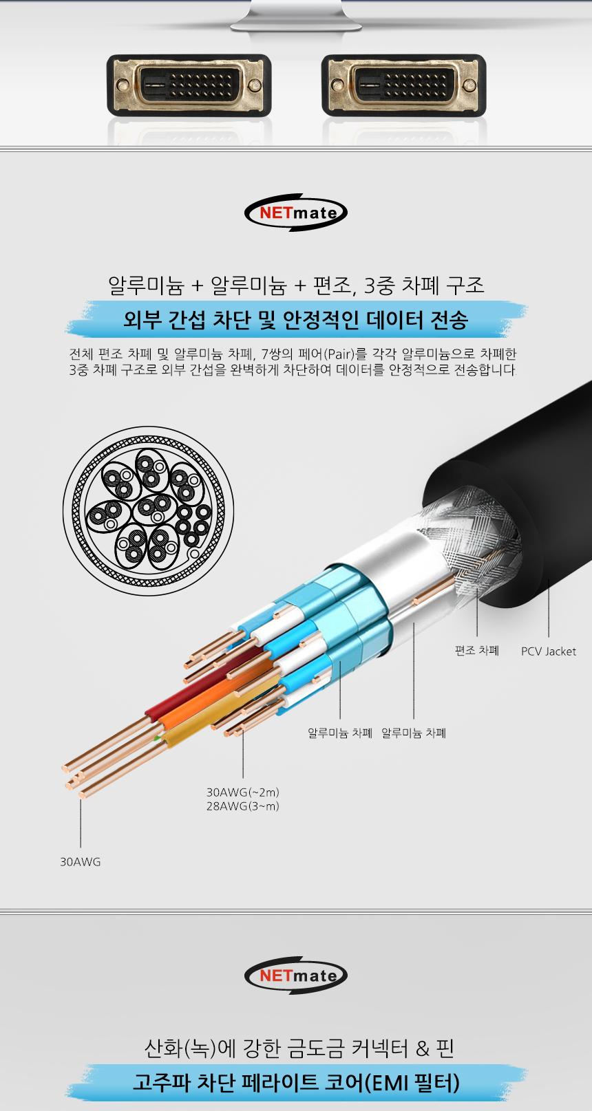 DVI-D TV 연결 케이블 금색 5M/DVID듀얼케이블/DVID케이블/DVI케이블/영상케이블/모니터케이블/케이블