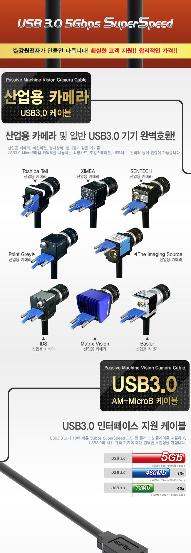 USB3.0 AM Micro b 케이블 5m/USB30AMMICROB케이블/AMMICROB케이블/USB30케이블/케이블/카메라케이블/머신