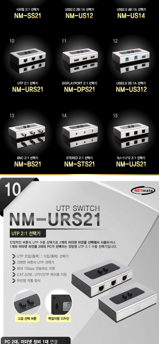 UTP 2대1 수동선택기 벽걸이형 가이드포함/영상선택기/모니터선택/비디오선택기/분배선택기/PC모니터선택기