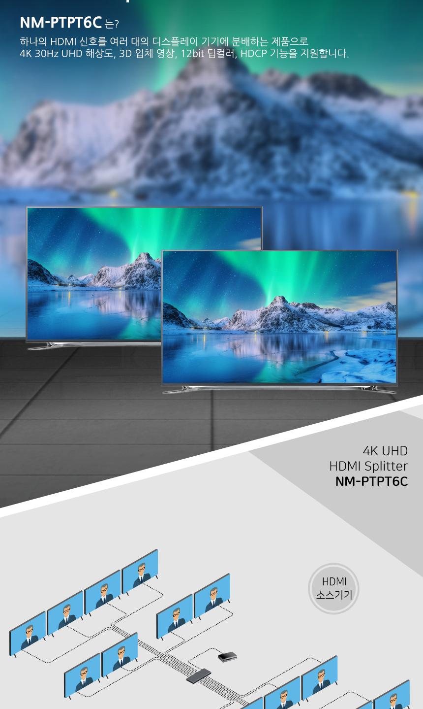 HDMI 분배기 모니터 영상 분배기 1대16 4K NM-PTPT6C/모니터선택/비디오선택기/디스플레이선택기/모니터선