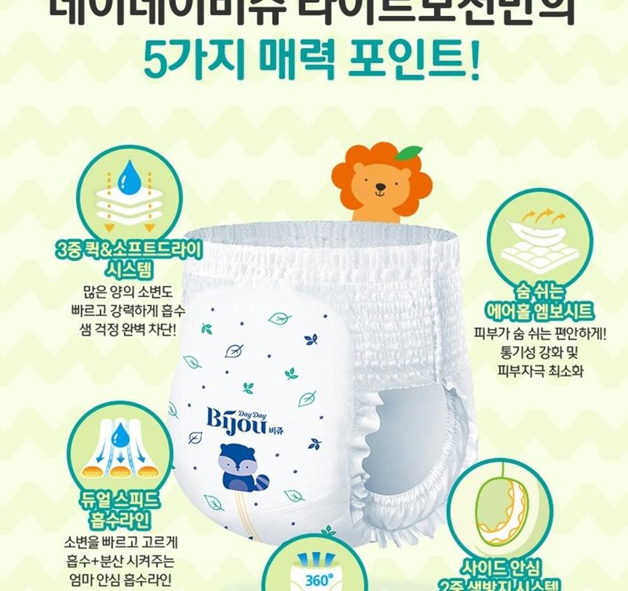 데이데이비쥬 라이트모션 기저귀 남여공용 점보형 팬티형 18p X 1팩 기저귀 아기기저귀 유아기저귀 팬티형기저귀 샘방지 샘방지기저귀 소변알림줄 소변알림선 육아용품 국내기저귀 역류방지