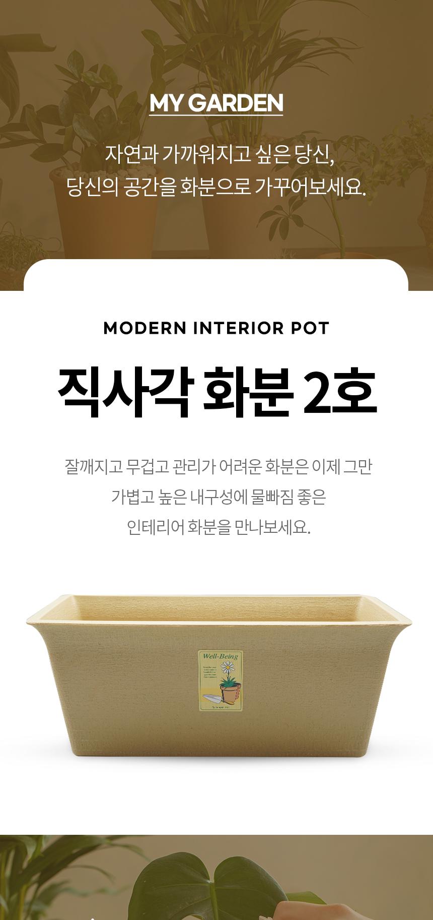 플라스틱 사각 화분 베이지 2호/화분/토분/가벼운화분/화분용기/원예용품/정원용품/분갈이화분/홈가드닝/식